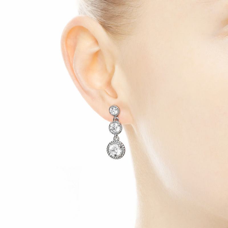 Pandora Eternal Elegance Drop Earrings - Sterling Silver/Cubic Zirconia - Canada | MB5081XY